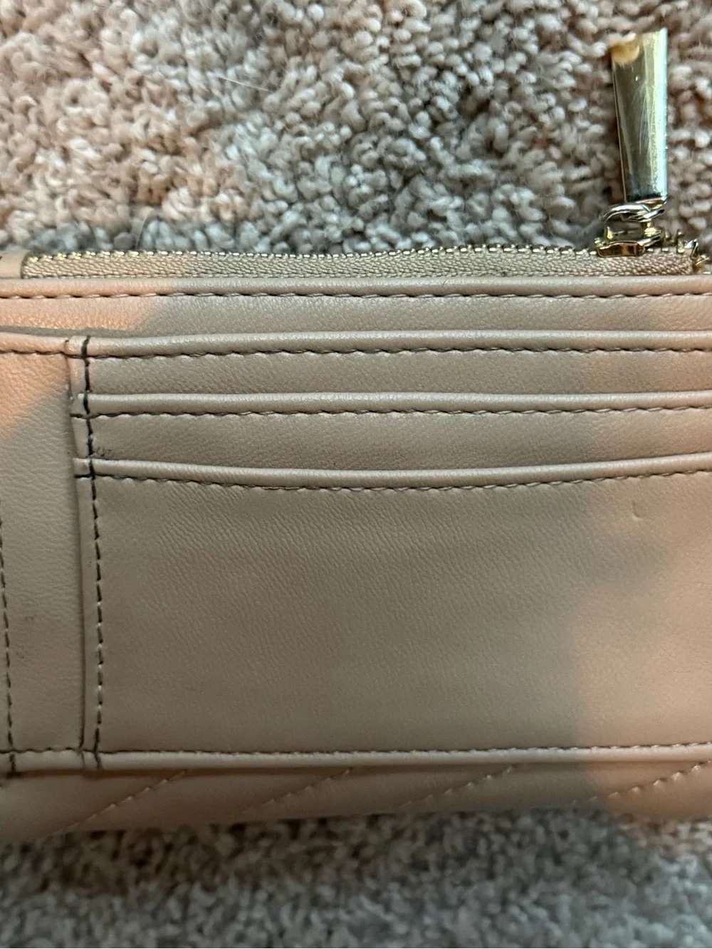 Steve Madden Cream Quilted Wristlet Clutch with Gold Detail